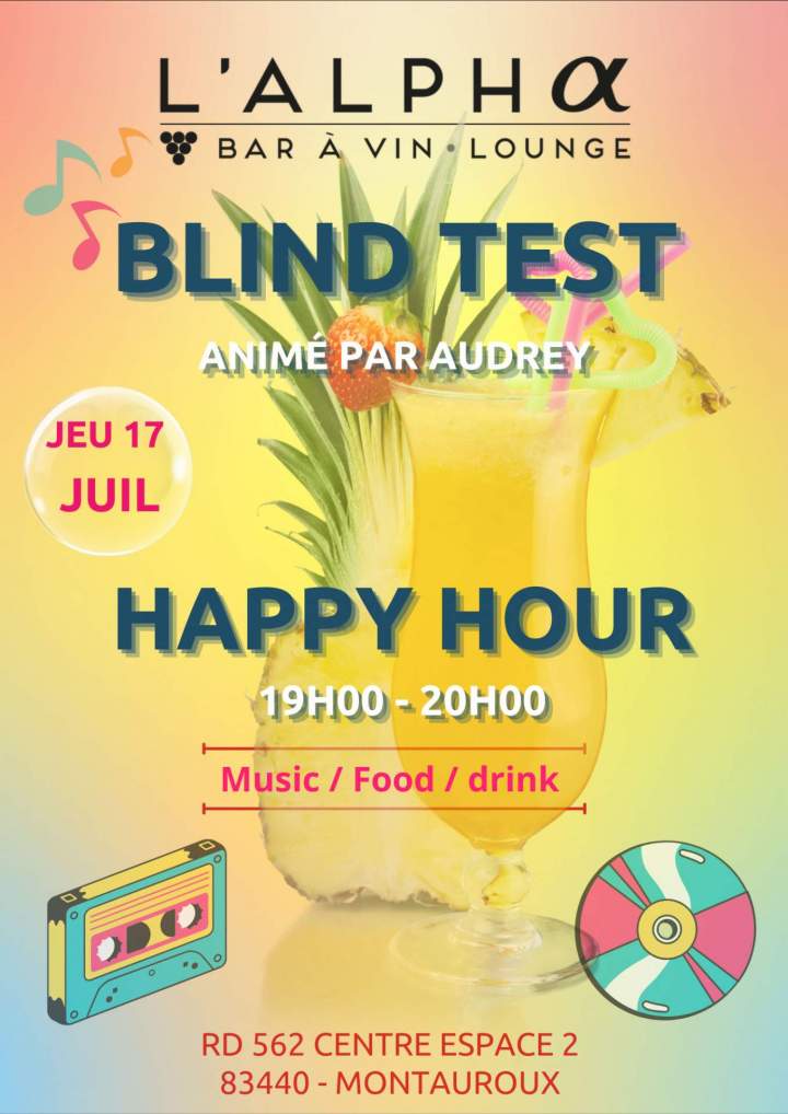 Affiche blind test et happy hour Montauroux
