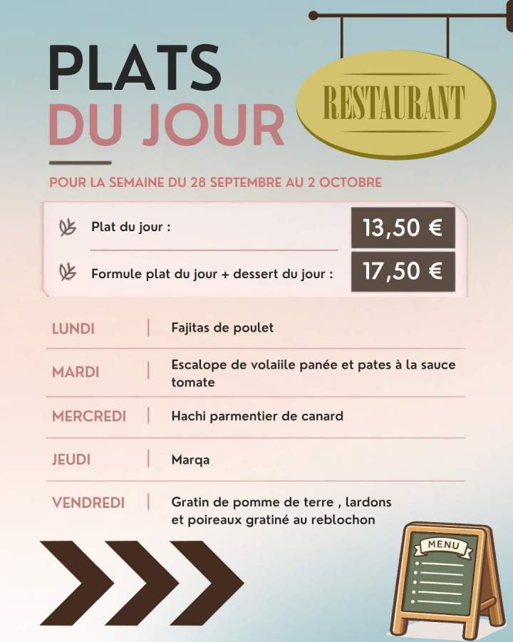 Menu des plats du jour 3