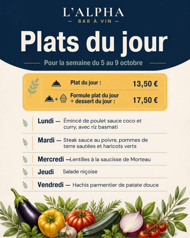 Menu des plats du jour 4