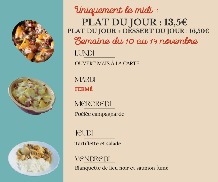 Plats du jour de la semaine le midi du mardi 21 au vendredi 24 mars 5