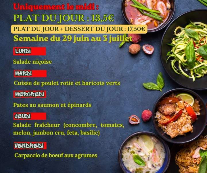 Plats du jour de la semaine le midi du mardi 21 au vendredi 24 mars 42