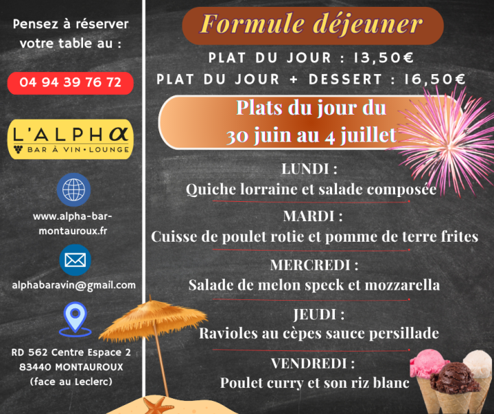 Restaurant montauroux plat du jour